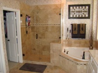 Honed Travertine - mediterranean - bathroom - dallas