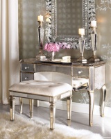 'Claudia' Mirrored Vanity/Desk & Vanity Seat - traditional - bedroom