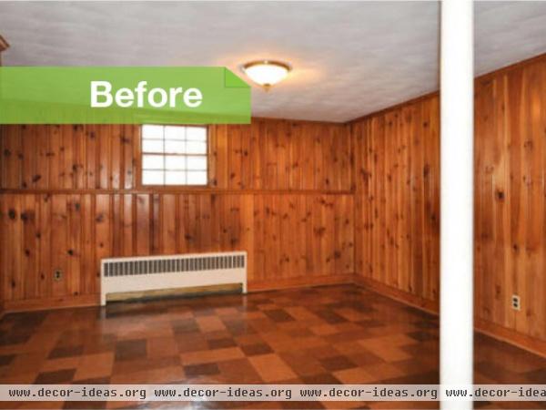 traditional  Knotty to Nice: Painted Wood Paneling Lightens a Room's Look