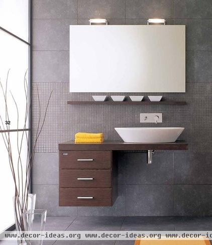 modern powder room by ladimoradesign.com