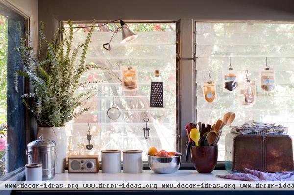 eclectic  Kitchen window display