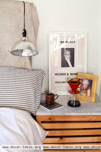 eclectic bedroom Side table display