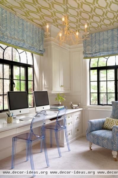 transitional home office by Annsley Interiors