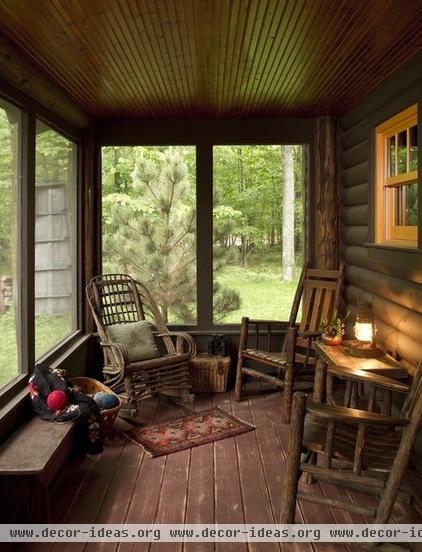 rustic porch by Michelle Fries, BeDe Design, LLC