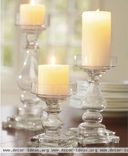 traditional candles and candle holders by Pottery Barn