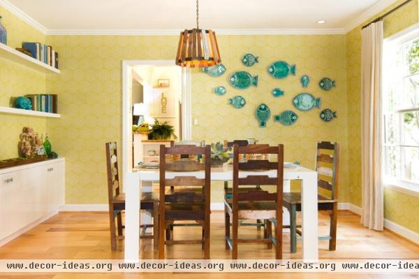 beach style dining room by Charmean Neithart Interiors, LLC.