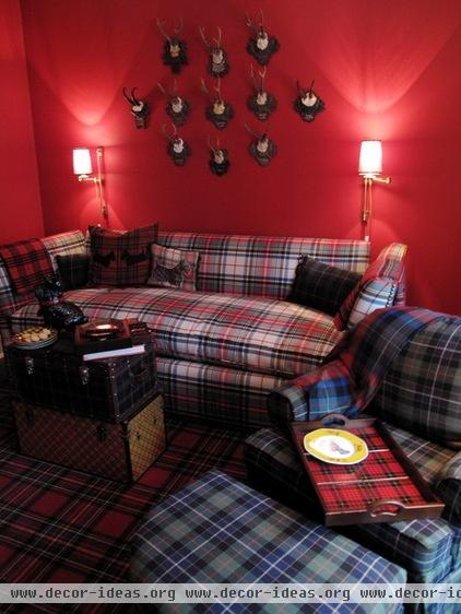 eclectic living room plaid upholstery