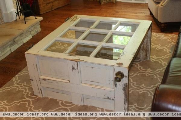 rustic living room Salvaged Door into Coffee Table