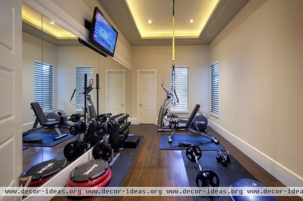 transitional home gym by Dave Brewer Homes