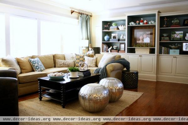 transitional living room by Mina Brinkey