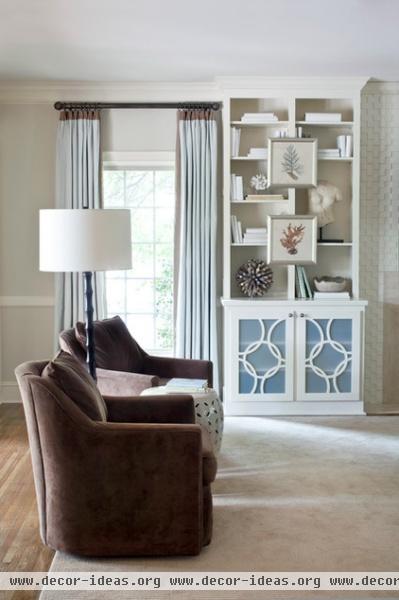 transitional living room by Tobi Fairley Interior Design