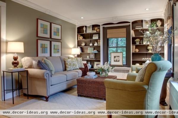 transitional family room by Wall to Wall Home Concepts, LLC