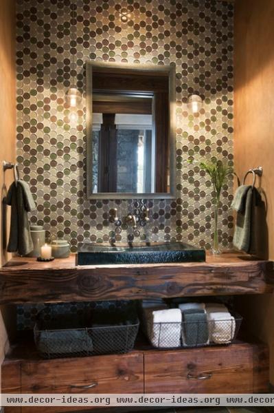 rustic powder room by Locati Architects