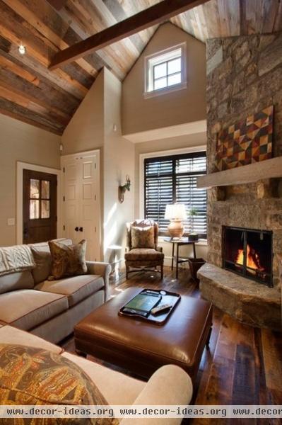 rustic living room by Morgan-Keefe Builders, Inc.