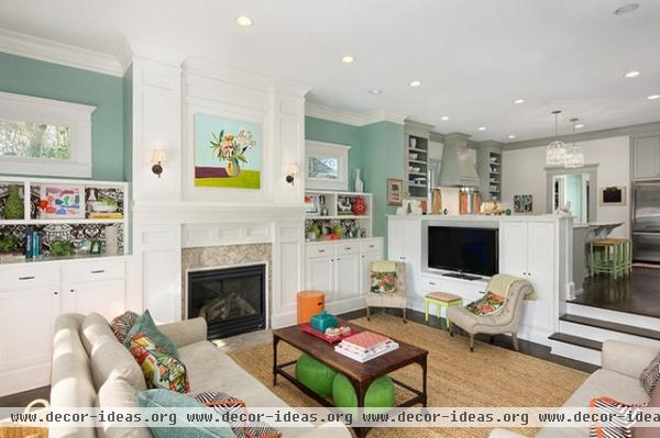 transitional family room by Colordrunk Designs