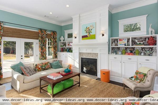 transitional family room by Colordrunk Designs