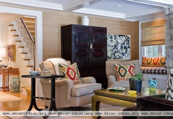 transitional family room by Michael J. Lee Photography