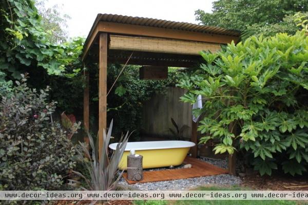 eclectic patio Backyard Bath House