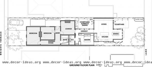 contemporary floor plan Convertible Courtyards House