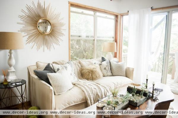 beach style living room by Ashley Camper Photography