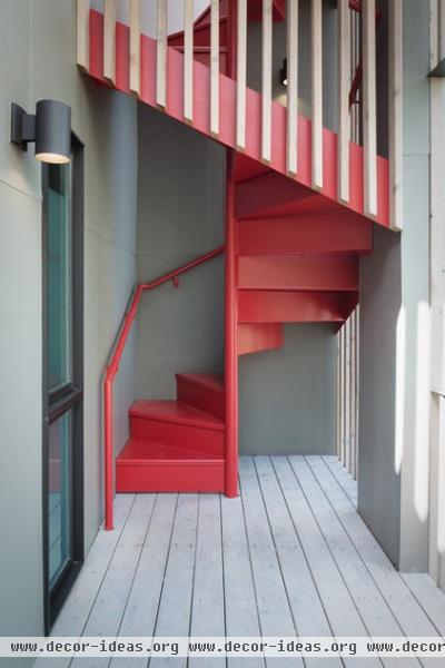 midcentury staircase by Webber + Studio, Architects