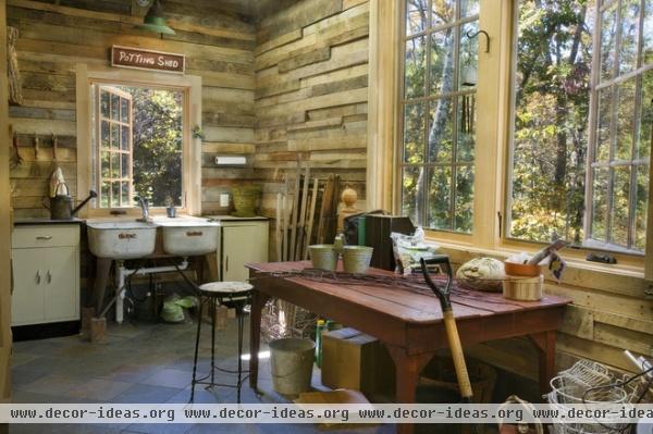 rustic garage and shed by Norris Architecture