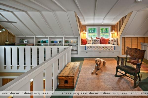 farmhouse family room by Albertsson Hansen Architecture, Ltd