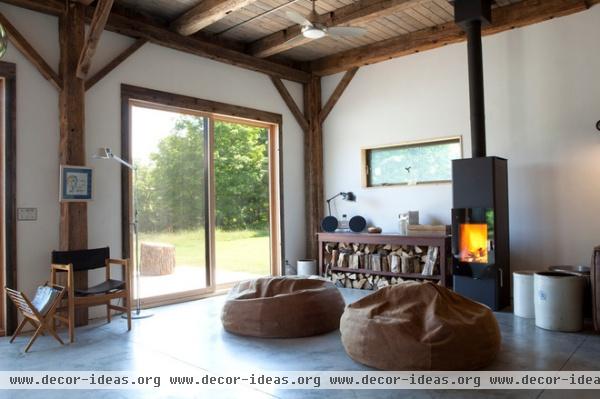 rustic living room by kimberly peck architect