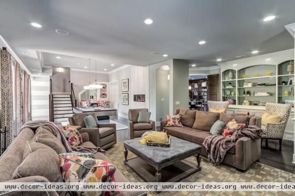 transitional basement by Eric Ross Interiors, LLC