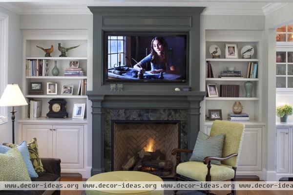 traditional family room by Julie Williams Design