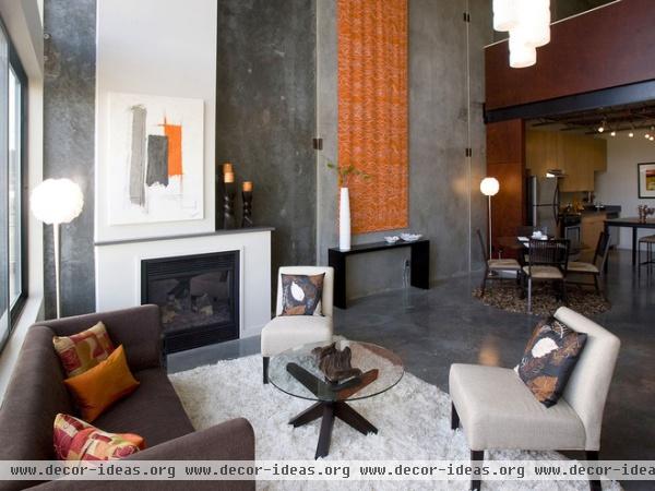 industrial living room by Pangaea Interior Design, Portland, OR