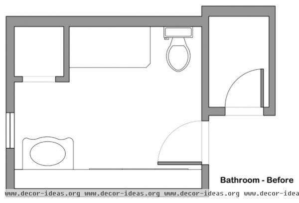 floor plan Before and After: Family Bathroom Accommodates Family of Four