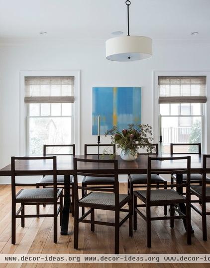 transitional dining room by indi interiors