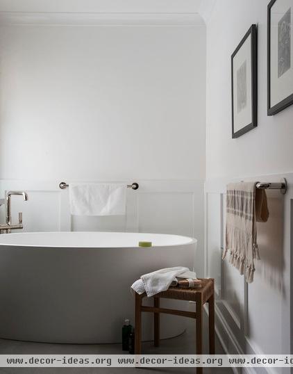 transitional bathroom by indi interiors