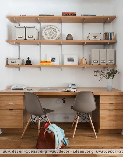 transitional home office by indi interiors