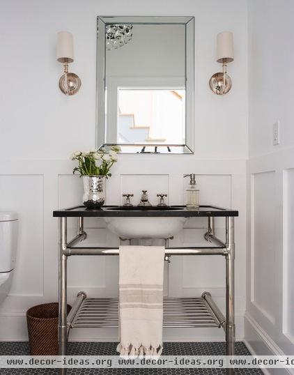 transitional bathroom by indi interiors