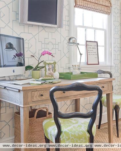 eclectic home office by Katie Rosenfeld Design