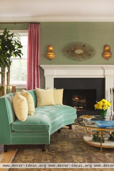 transitional living room by Hillary Thomas Designs