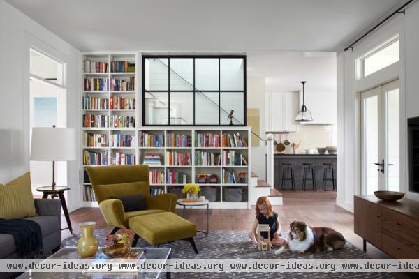 farmhouse living room by Tim Cuppett Architects