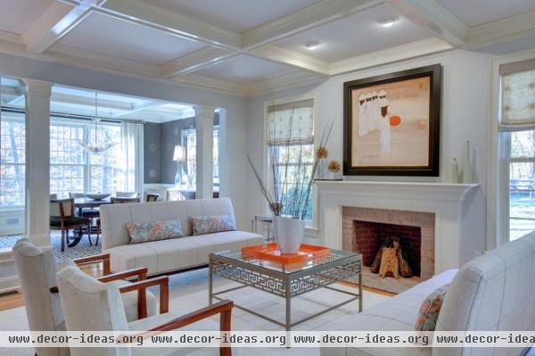 transitional living room by Sheridan Interiors