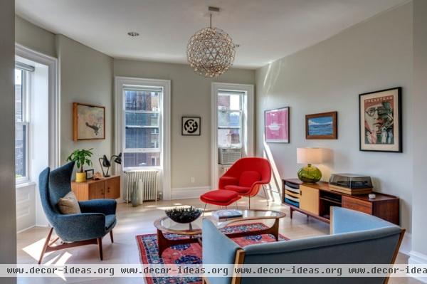 midcentury living room by Above Construction