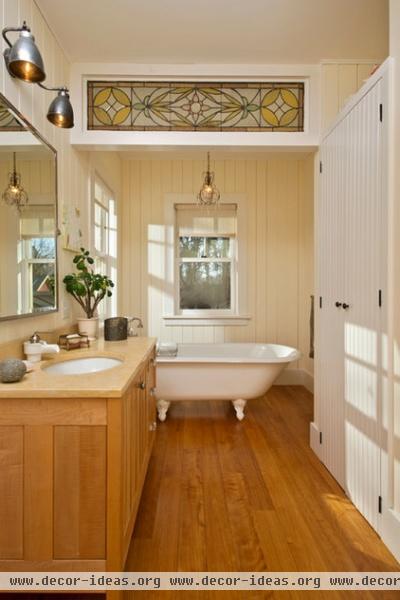 farmhouse bathroom by Phinney Design Group