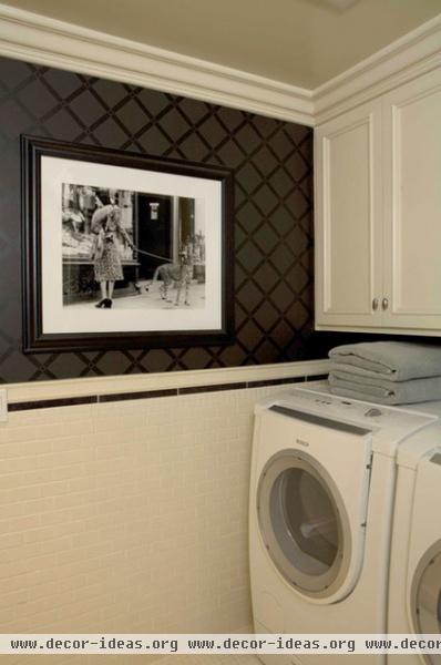 traditional laundry room by Charmean Neithart Interiors, LLC.