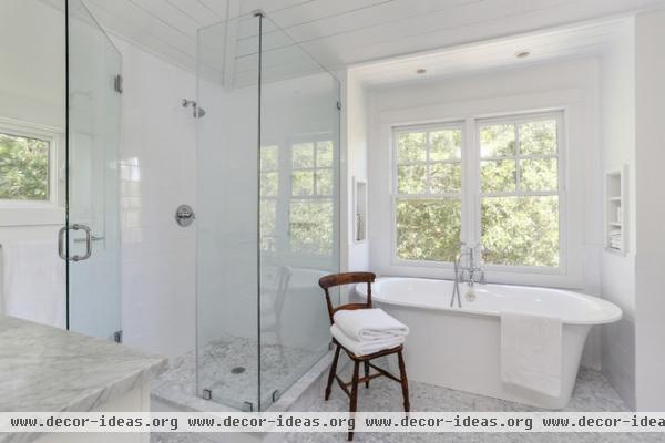 transitional bathroom by Matthew Bolt Graphic Design