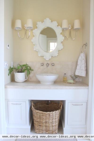 beach style powder room by Molly Frey Design