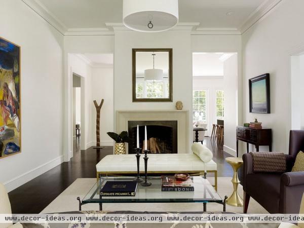 transitional living room by Kathleen Bost Architecture + Design