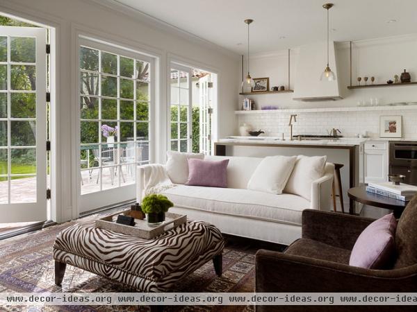 transitional living room by Kathleen Bost Architecture + Design