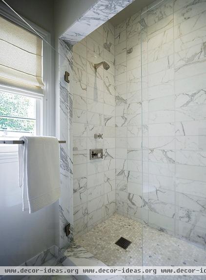 transitional bathroom by Kathleen Bost Architecture + Design