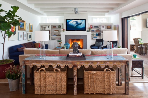 beach style family room by Wendy Resin Interiors