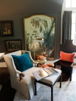 Bedroom Corner with Cream Chair and Large Outdoor Themed Wall Art : Designers' Portfolio